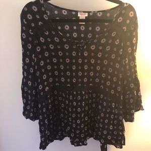 Black Linen Peplum Top